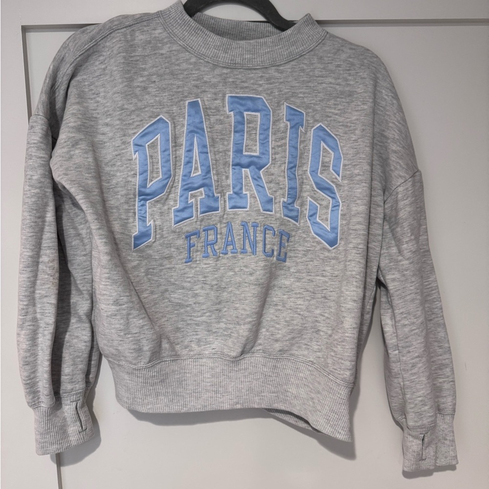 Abercrombie Kids Gray Paris France Sweatshirt with thumb holes